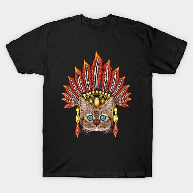 Leopard Kitten: Aztec Chief T-Shirt by TheMindBlossom